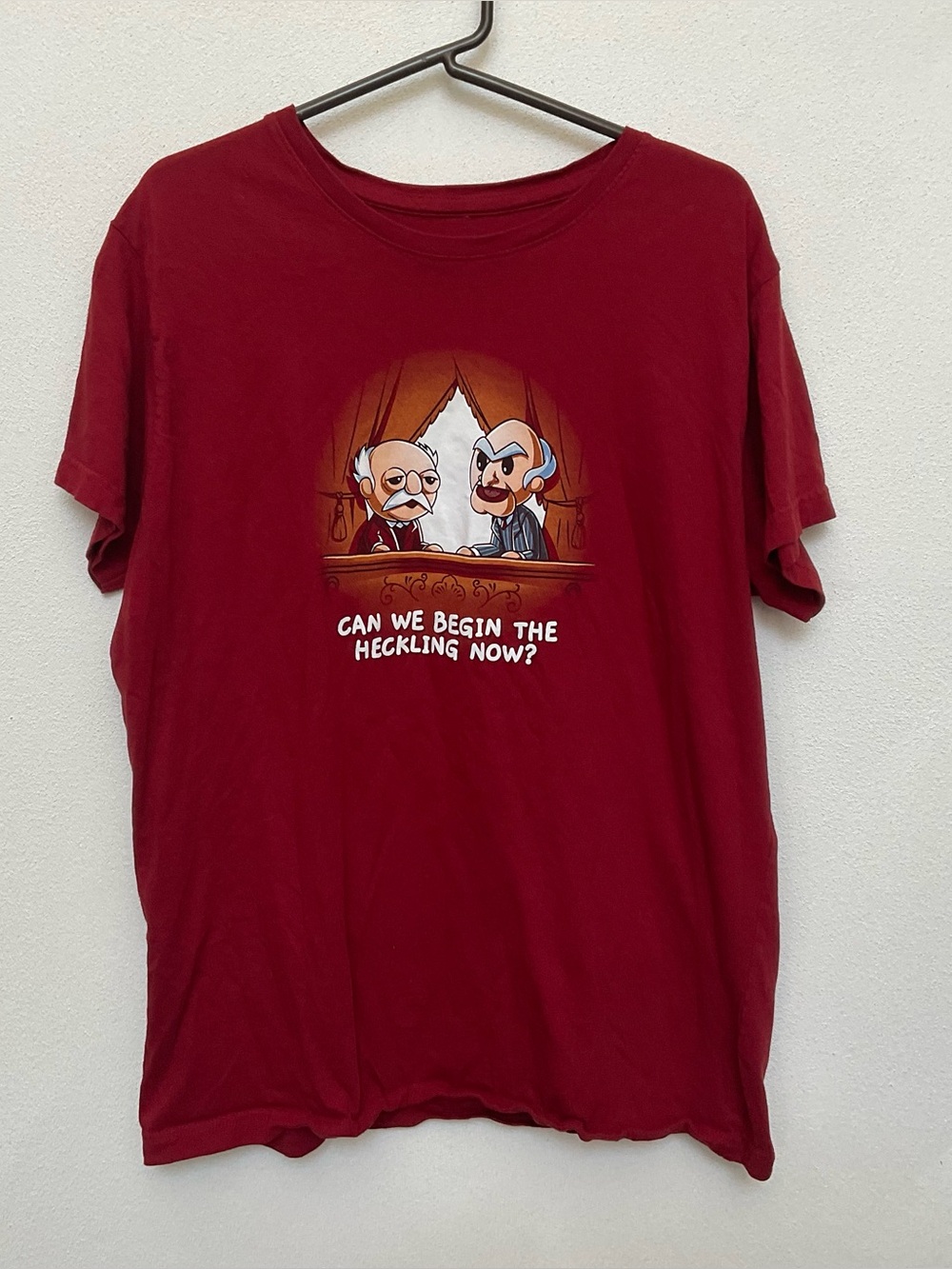 Muppets Teeturtle Statler Waldorf Heckling Red Graphic Short Sleeve Shirt XL